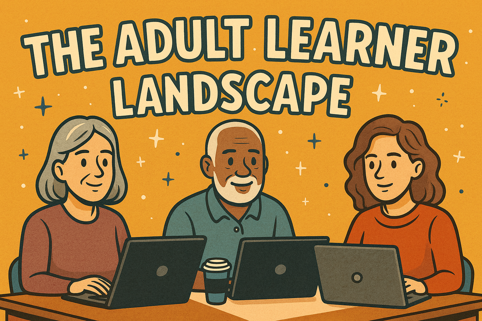 Cartoon titles the adult learner landscape