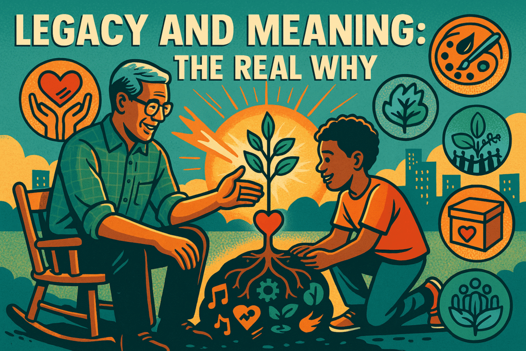 cartoon illustration for legacy and meaning - the REAL why