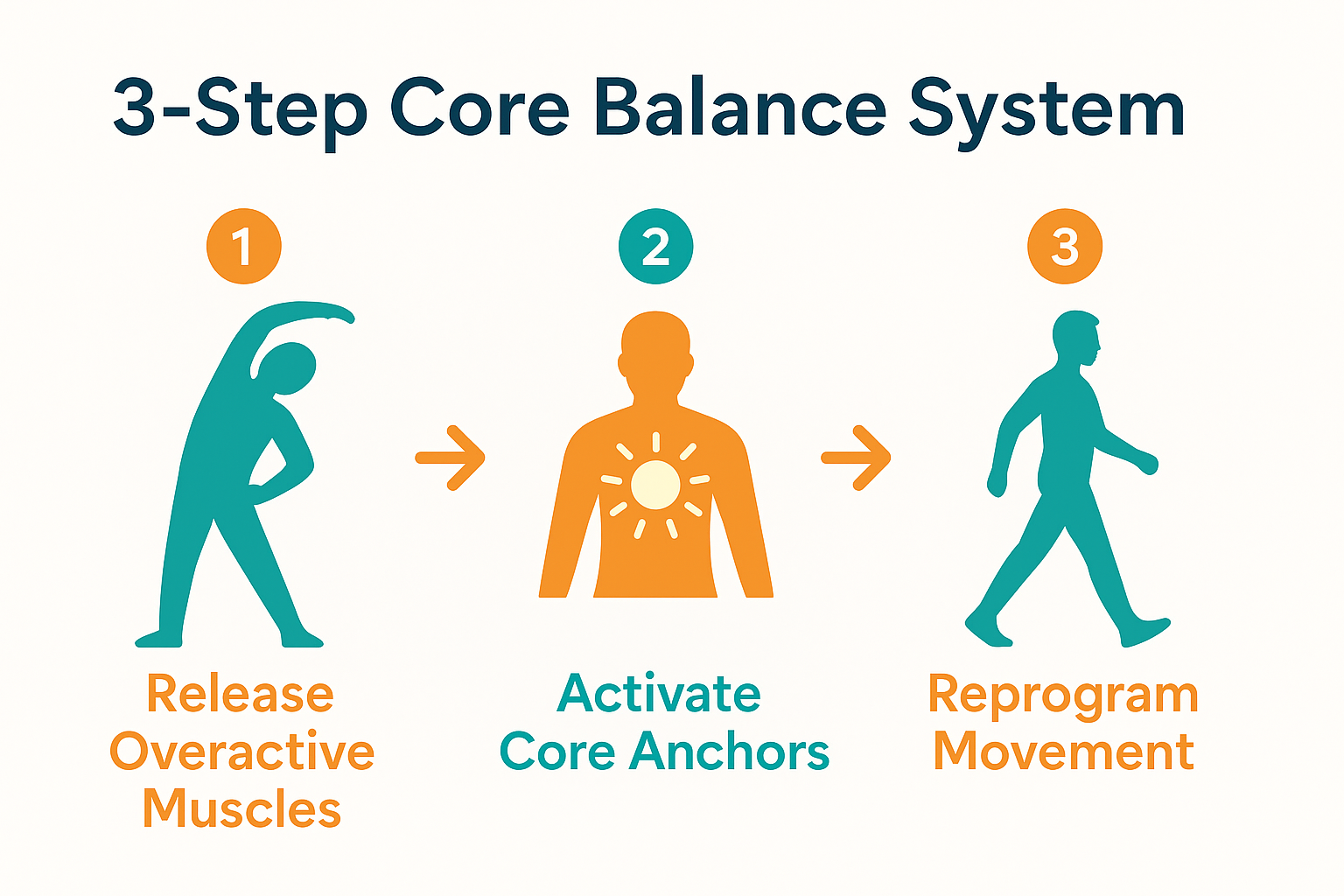graphic showing how core balance training works