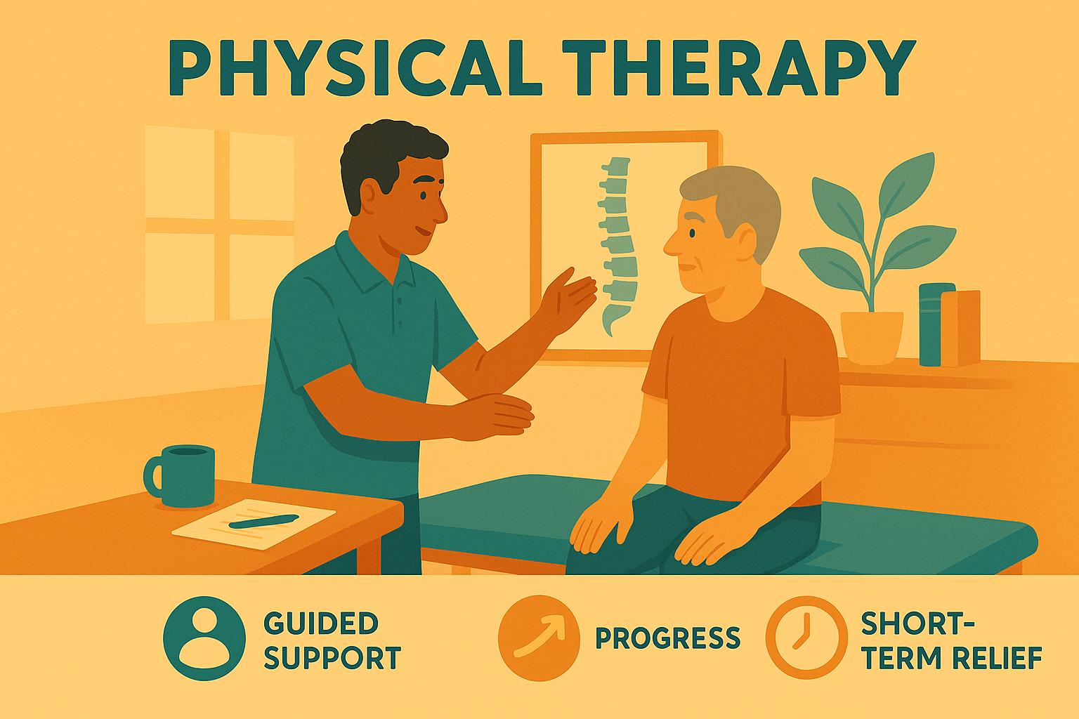 Illustration of a Physical therapist with patient