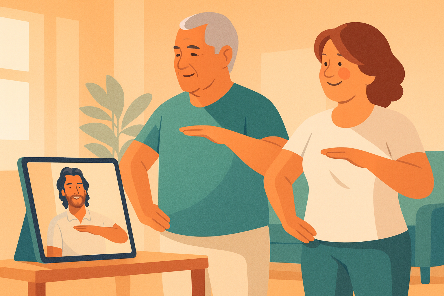 illustration of a man and woman following along with Dr Ryan