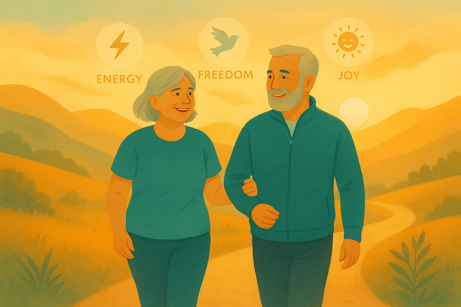 Senior couple walking