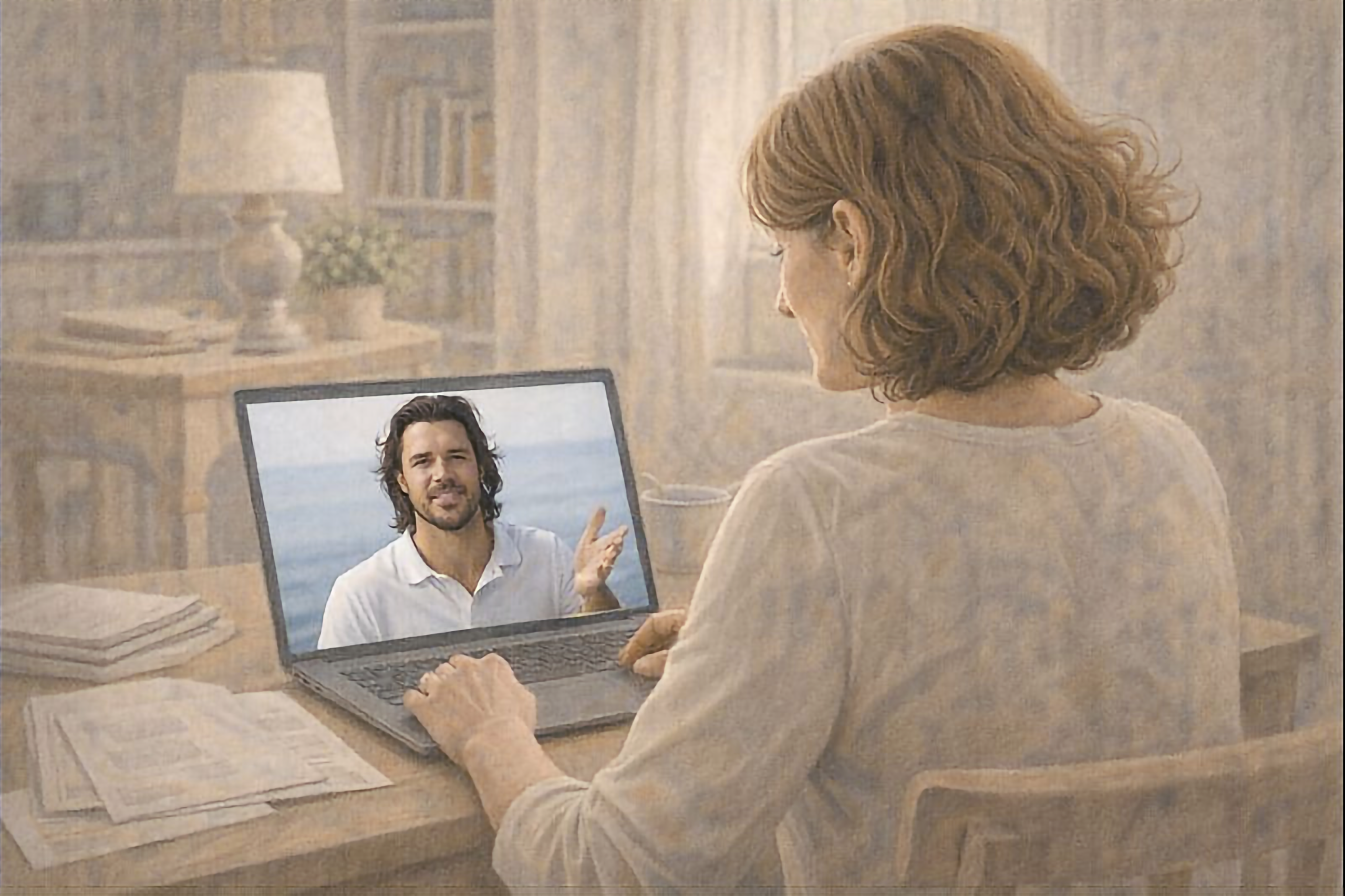 woman on her laptop searching for back pain relief