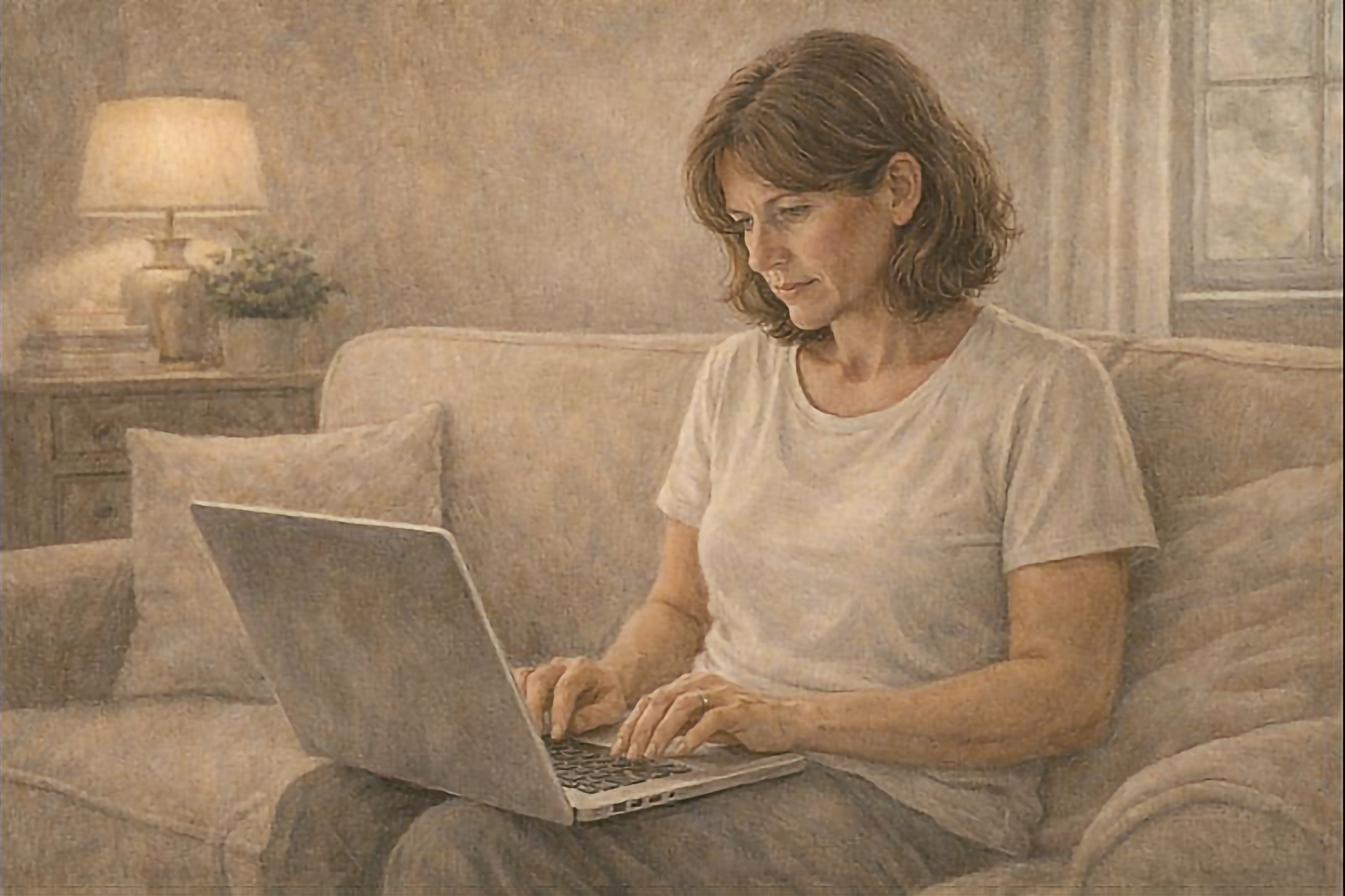 Woman researching weight loss after 50 on her laptop